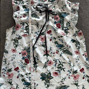 Floral Sleeveless Top with Bow